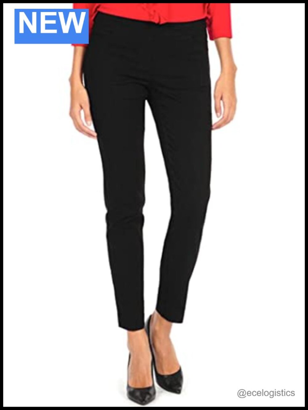 Women's Pull-On Straight-Leg Pants with Pockets, Tummy Control, Stretch Rayon